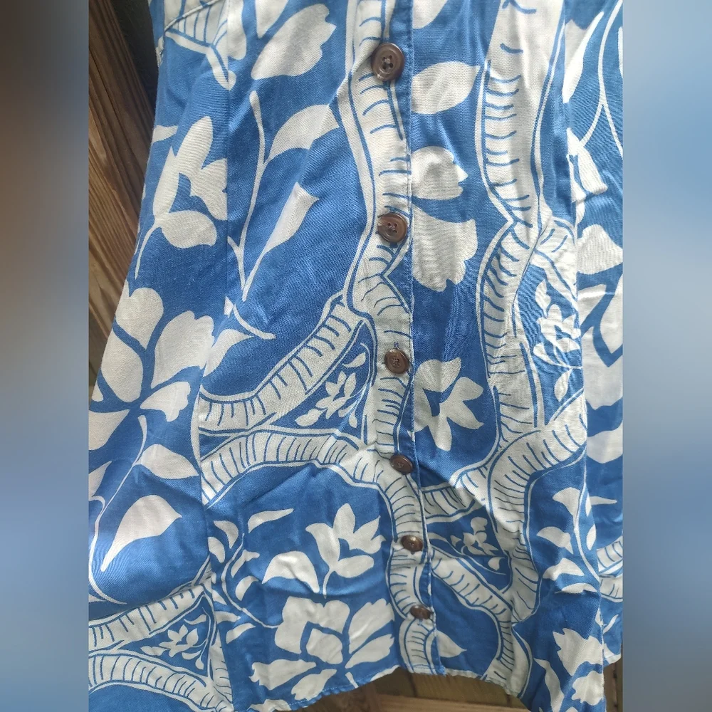 🏵️Marine Layer Floral Blue Button Down Dress - Picture 3 of 9
